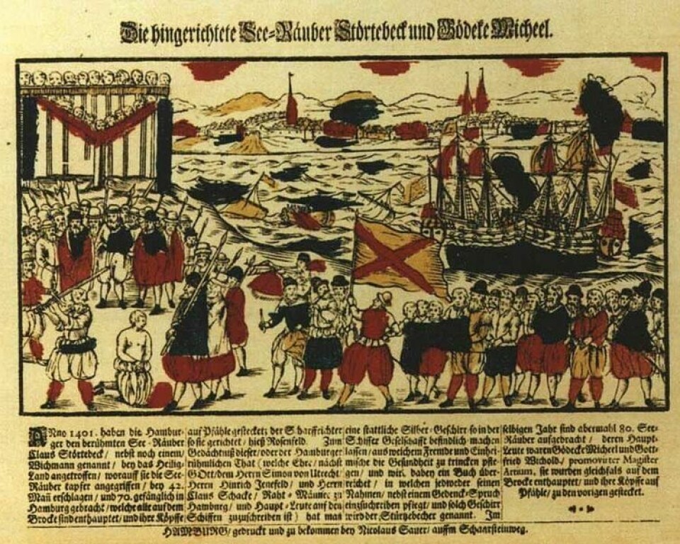 Den mest kjente kapteinen blant Vitaliebrødrene, Störtebeker, ble fanget og henrettet i 1401. Illustrasjonen er fra 1701 og forestiller henrettelsen. Flygebladet ble printet av Nicolaus Sauer og befinner seg i Statsarkivet i Hamburg.