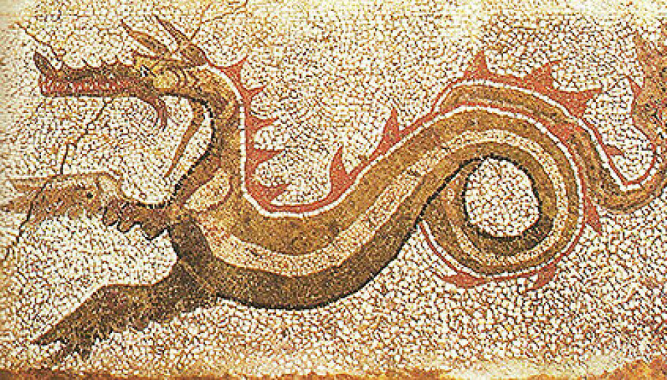 Et mosaikk av et drage fra 300 før vår tidsregning i Italia.