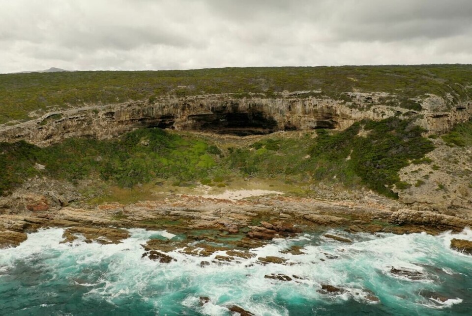 View of Bloukrantz Cave in the De Hoop Nature Reserve in South Africa, where the dripstone was collected.
