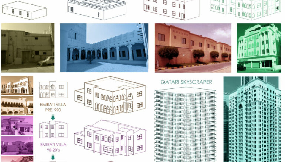 Eksempler på bygningstyper forskerne undersøkte da de beregnet energi- og materialbruk av boligbygg i de arabiske gulfstatene.