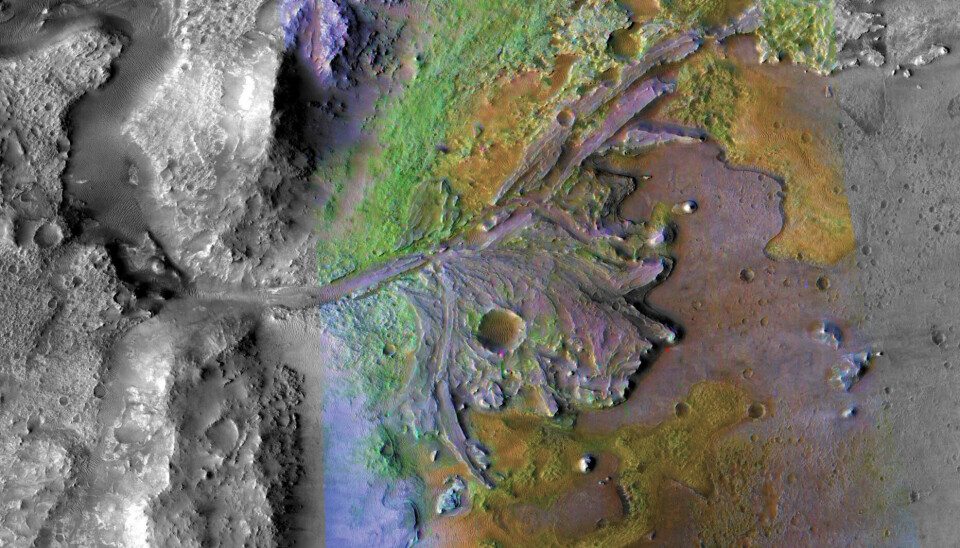 Roveren Perseverance utforsker dette området på Mars som er antatt å være et gammelt elvedelta.
