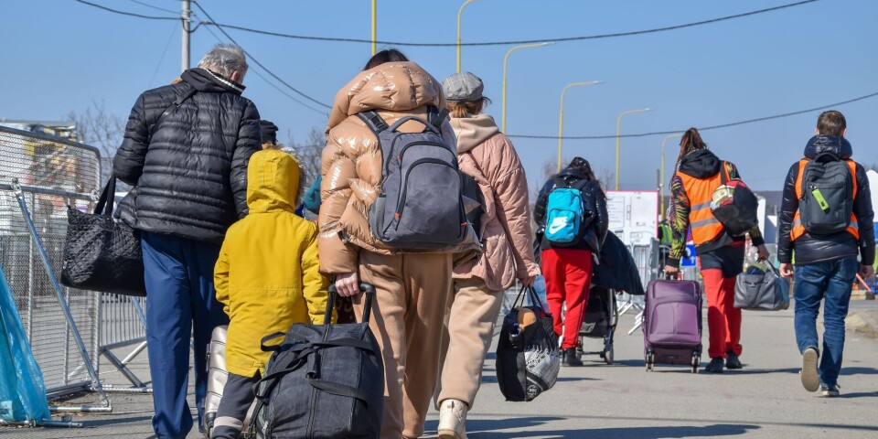 Refugees from Ukraine on the border with Slovakia.