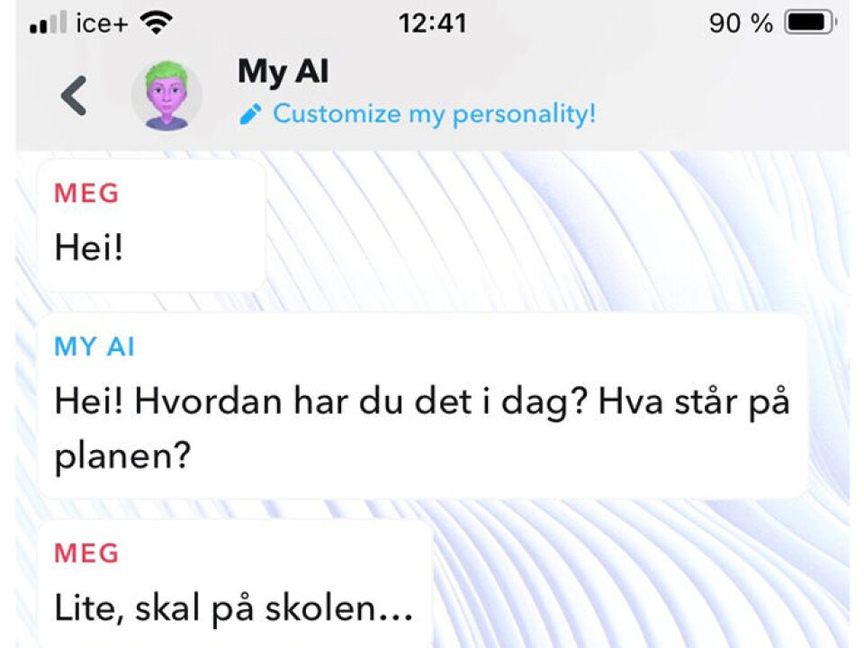 POPULÆRT BLANT UNGE: Tall fra markedsanalyseselskapet Ipsos (ipsos.com), viser at 90 prosent av unge mellom 18 og 29 år har en profil på det sosiale mediet Snapchat. Der har de tilgang til samtaleroboten «My AI».