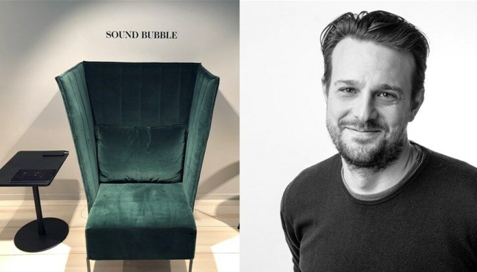 Her en stiligere utgave av en lydboble-stol. Og til høyre Martin Ljungdahl Eriksson)