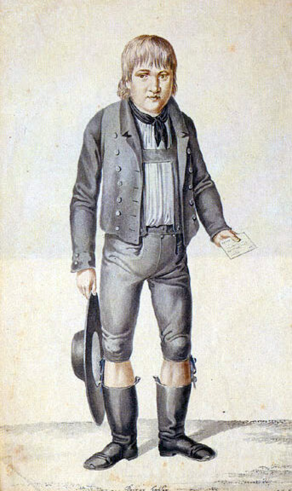 Tegning av Kaspar Hauser.