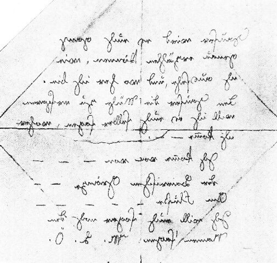 Lappen som ble lagt igjen på åstedet der Kaspar Hauser fikk et dødelig stikk i brystet.