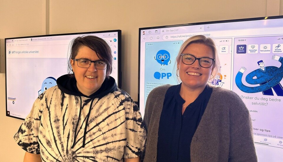 Forskere Sabine Kaiser og Henriette Kyrrestad har laget en appen Opp. Appen skal være til hjelp for barn og unge som har det vanskelig. To forskere