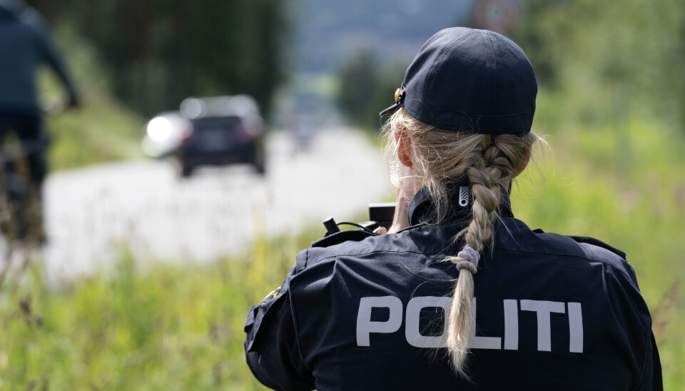 Utrykningspolitiet på fartskontroll ved Geithus i Buskerud i 2024.