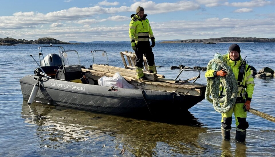 De profesjonelle rydderne bruker båter til å komme seg ytterst ut på kysten vår.