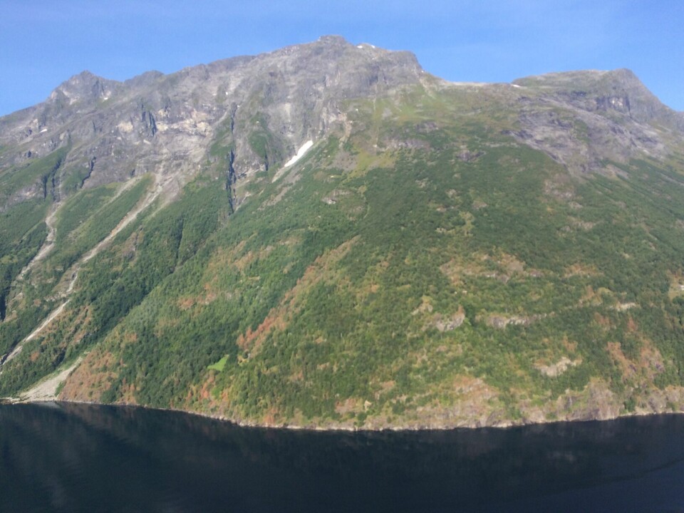 Åknes-fjellet flytter seg seks centimeter hvert år. Åknes-fjellet.