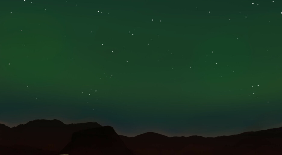 Nattehimmelen på Mars gløder i grønt