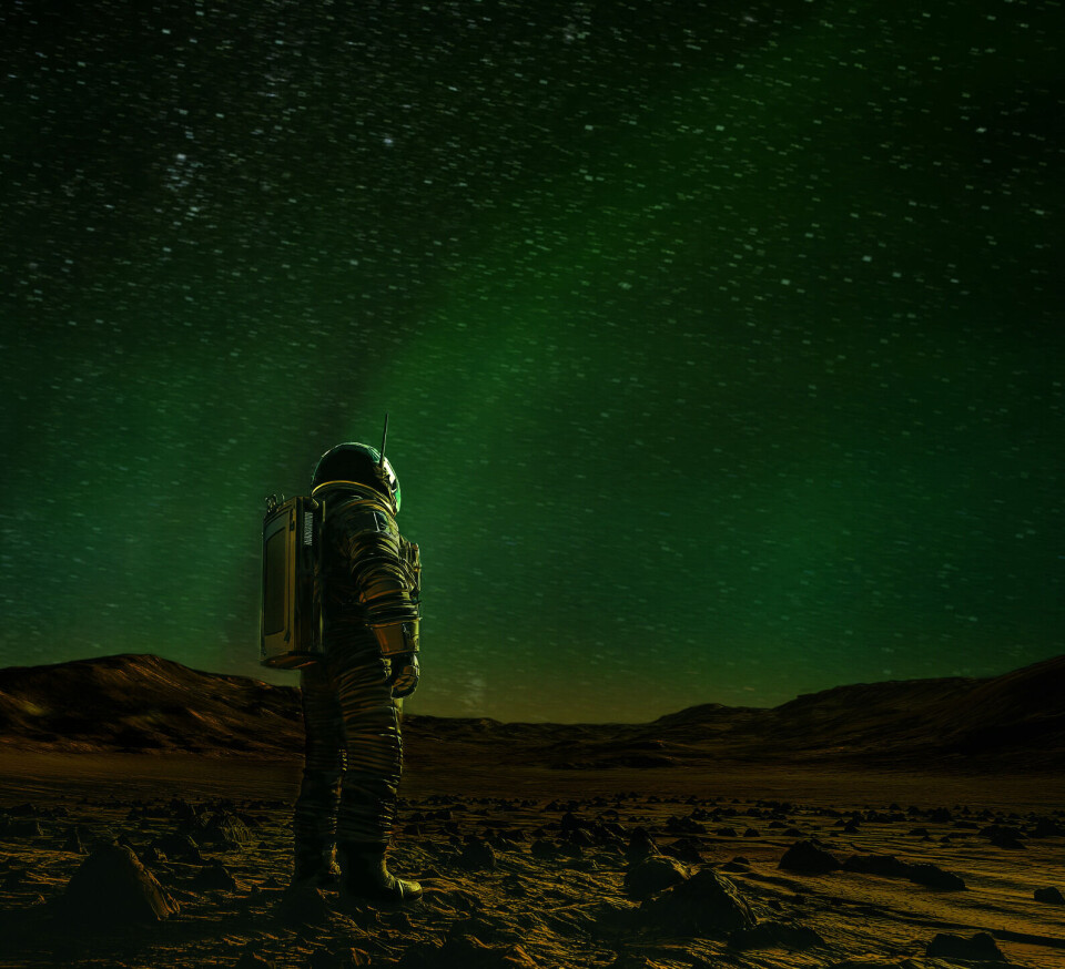 Bildet representerer hva en astronaut kunne sett dersom man titter gjennom en kameralinse, eller solstormen er mer intens.