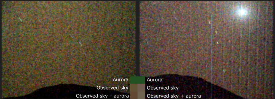 Bildet av Mars-nordlyset, tatt med kameraet Mastcam-z.