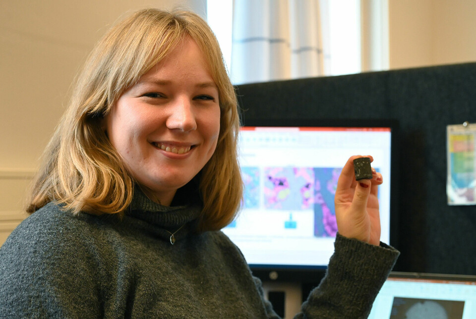 Marija Rosenkvist med en prøve av lavastein fra havbunnen.