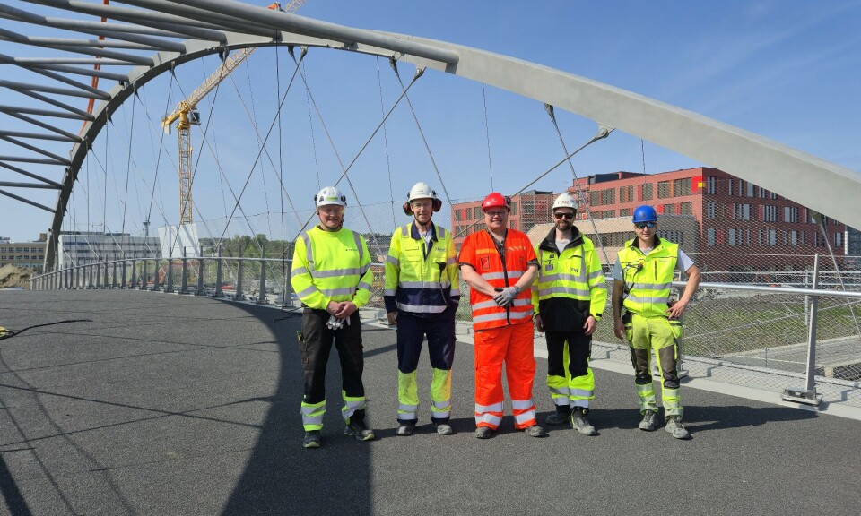 Paul Karlsen (Nordic Crane), Geir Mosaker (Leirvik), Torstein Ryeng (Statens vegvesen), Thomas Reed (COWI) og Alexander Winsnes (Winsnes).