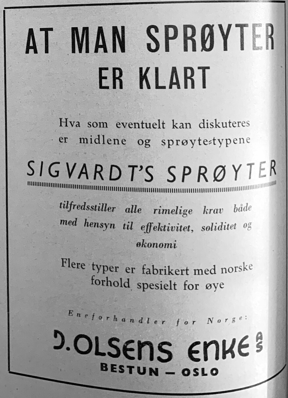 Gammel annonse for sprøytemidler.