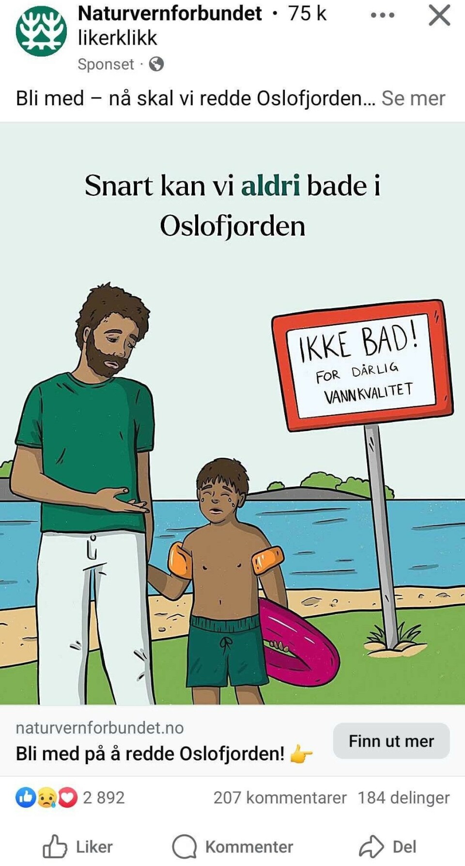 Slik ser annonsen til Naturvernforbundet ut.
