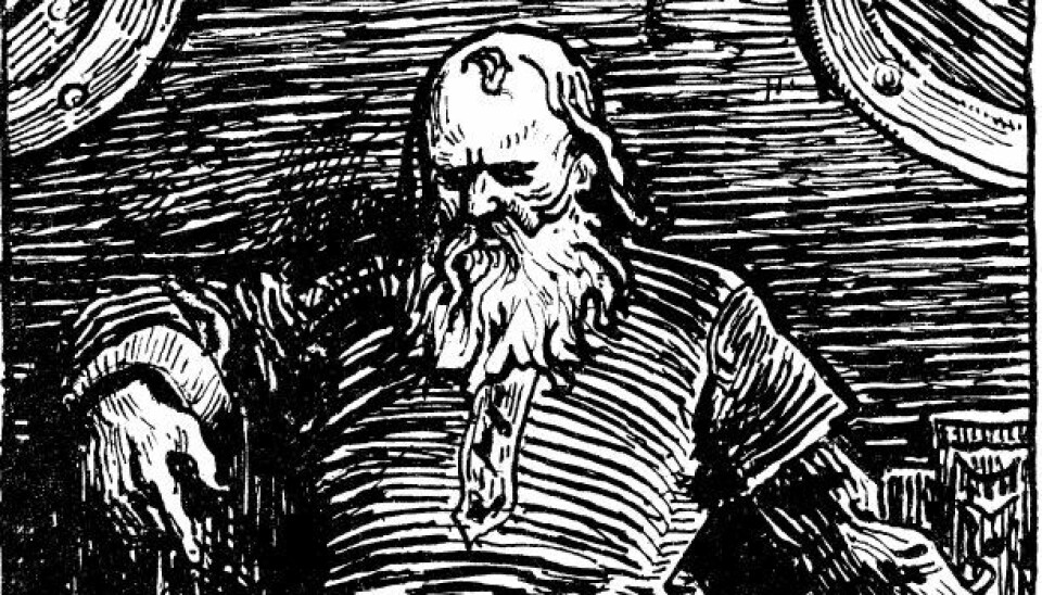 Snorre Sturlasson var historiker på Island og skrev kongesagaene 200 år etter Olav levde. Oppdraget var å hylle kongen. Tegning av Snorre Sturlason.