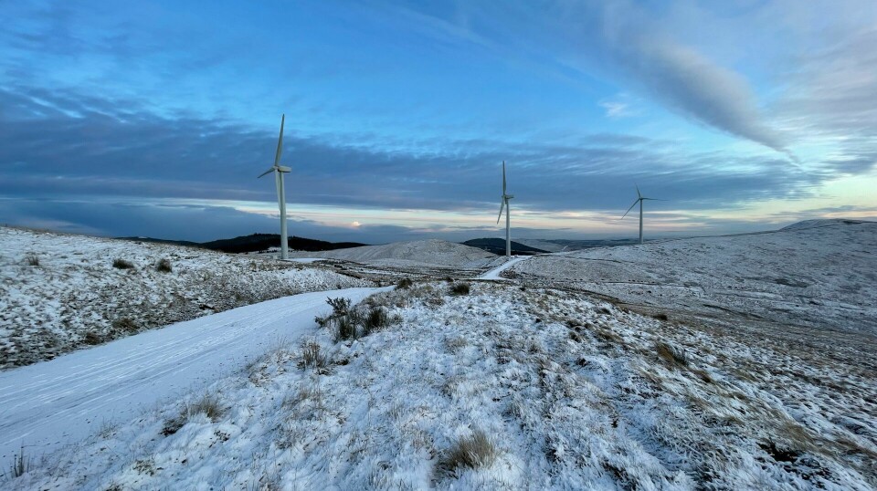 Bildet viser vindkraft i Storbritannia.