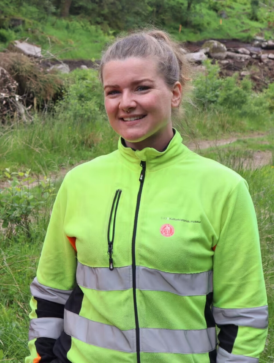 Arkeolog Silje Hårstad sier køllehodet de fant i Horten, trolig er blitt brukt som redskap.