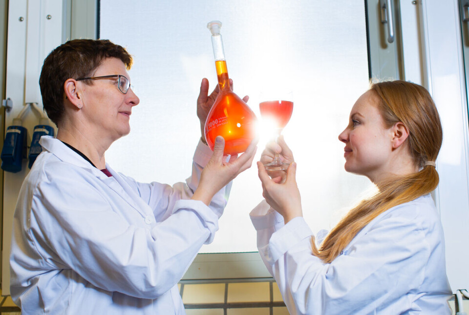 Kjersti og Cecilia med saft av Tindved.