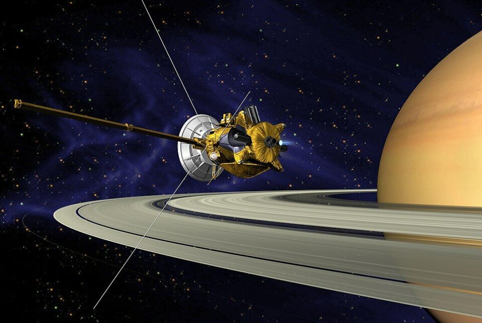 Cassini, slik den kan ha sett ut i bane rundt Saturn. Den brant opp i Saturns atmosfære i 2017.