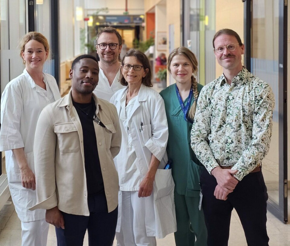 Margrete Haram (røntgenlege, St. Olavs hospital), Henri Colyn Bwanika (doktorgradskandidat, NTNU), Are Kristensen (overlege, St. Olavs hospital), Eva Hofsli (overlege, St. Olavs hospital), Ingrid A. Bergstrøm (doktorgradskandidat, NTNU), og Åsmund Flobak (NTNU, St. Olavs og SINTEF).