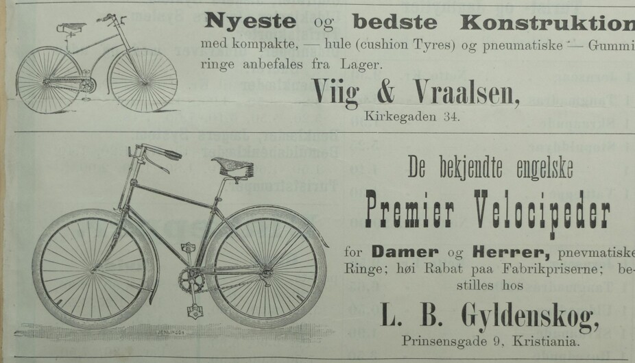 Sikkerhetssykkelen fra 1890-tallet ligner veldig på syklene slik vi kjenner dem i dag. Den diamantformede rammen satt sammen av to trekanter, pedaler, kjede og gummidekk. Annonser i Norsk Idrætsblad i 1891.