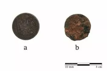 Mynten som ble funnet i nærheten av krukken.<br>(Foto: Jànos Balàzs)