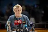 November 2023. Høyre-leder Erna Solberg kommenterer økokrims beslutning om å ikke etterforske henne og ektemannen Sindre Finnes for innsidehandel. 
Oslo 20231103. Høyre-leder Erna Solberg holder pressekonferanse der hun kommenterer økokrims beslutning om å ikke etterforske henne og ektemannen Sindre Finnes for innsidehandel