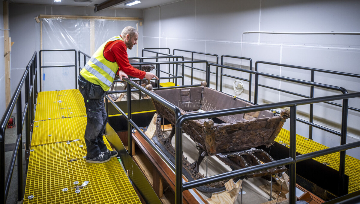 Alle vikingskip-sledene trygt på plass i det nye Vikingtidsmuseet