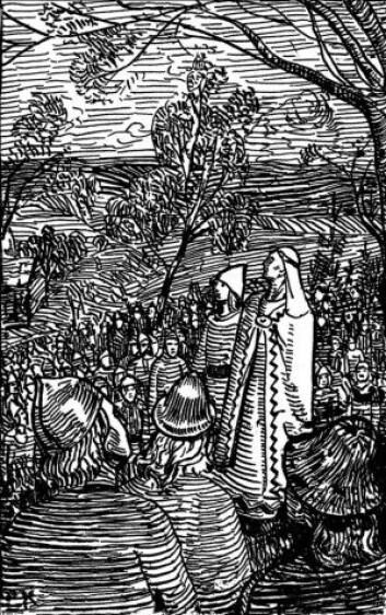 Enkedronning Astrid taler til svenskene om å støtte stesønnen Magnus Olavsson. (Illustrasjonsfoto: Wikimedia Commons) Enkedronning Astrid taler til svenskene om å støtte stesønnen Magnus Olavsson. (Illustrasjonsfoto: Wikimedia Commons)