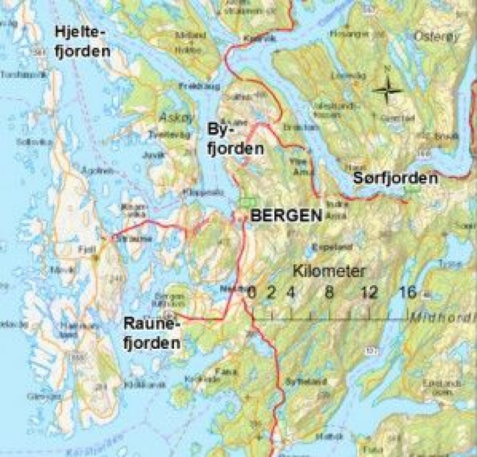 Her ser du fjordene som forskerne har undersøkt. (Kartkilde: ArcGis)