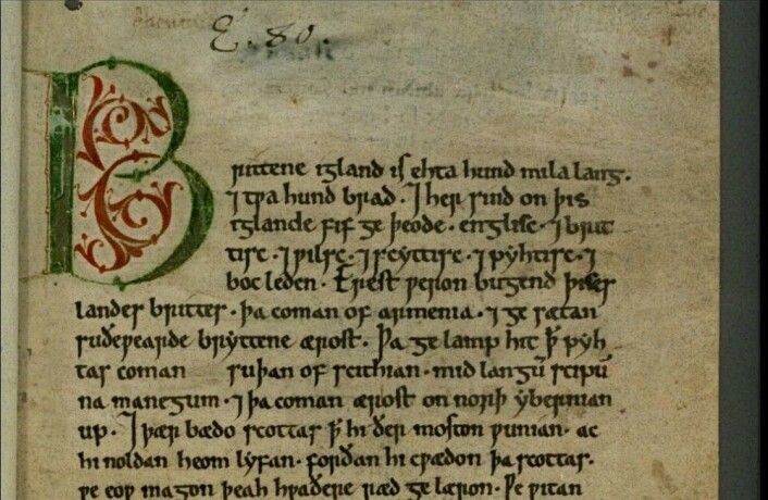 Dette er første side til en av bøkene i Den angelsaksiske krøniken. Denne boken dekker perioden mellom 1122 og 1154. (Bilde: Public domain) Dette er første side til en av bøkene i Den angelsaksiske krøniken. Denne boken dekker perioden mellom 1122 og 1154. (Bilde: Public domain)