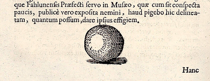 Schefferus beskrev gand som en liten kule, som i Sverige ble kalt gand-tyre. Han har avbildet en gand-tyre i boken Lapponia. (Illustrasjon: Johannes Schefferus / NTNU UB) Schefferus beskrev gand som en liten kule, som i Sverige ble kalt gand-tyre. Han har avbildet en gand-tyre i boken Lapponia. (Illustrasjon: Johannes Schefferus / NTNU UB)