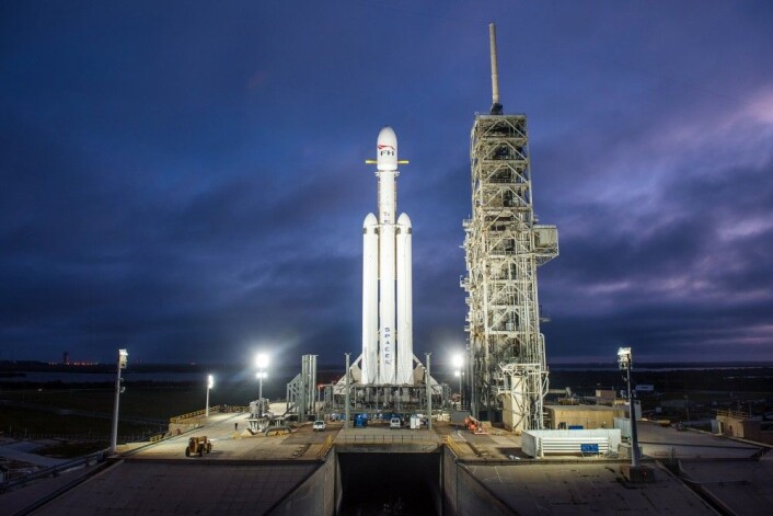 Falcon Heavy, Launch Complex 39A på Kennedy Space Center, 28. desember 2017. Herfra ble også den første bemannede måneferden Apollo 11 skutt opp i 1969. (Foto: SpaceX) Falcon Heavy, Launch Complex 39A på Kennedy Space Center, 28. desember 2017. Herfra ble også den første bemannede måneferden Apollo 11 skutt opp i 1969. (Foto: SpaceX)