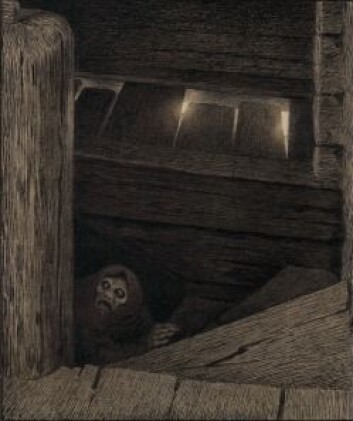 Pesten hjemsøkte også norske hjem, her i Theodor Kittelsens skumle framstilling av Pesta i trappen. (Illustrasjon: Theodor Kittelsen, 1894-95. Foto: Morten Thorkildsen, Nasjonalmuseet) Pesten hjemsøkte også norske hjem, her i Theodor Kittelsens skumle framstilling av Pesta i trappen. (Illustrasjon: Theodor Kittelsen, 1894-95. Foto: Morten Thorkildsen, Nasjonalmuseet)