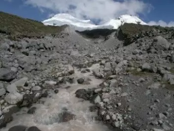 Antisana-vulkanen i Andesfjellene. Forskere har overvåket elven – som får vannet fra isbreer – i mange år. (Foto: Dean Jacobsen)