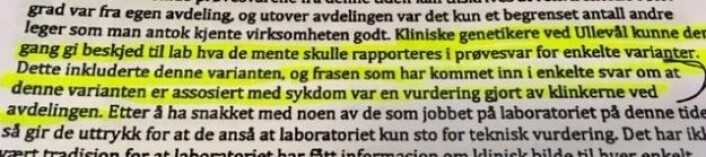 (Faksimile fra OUS sitt svar til Fylkesmannen i pågående tilsynssak) (Faksimile fra OUS sitt svar til Fylkesmannen i pågående tilsynssak)