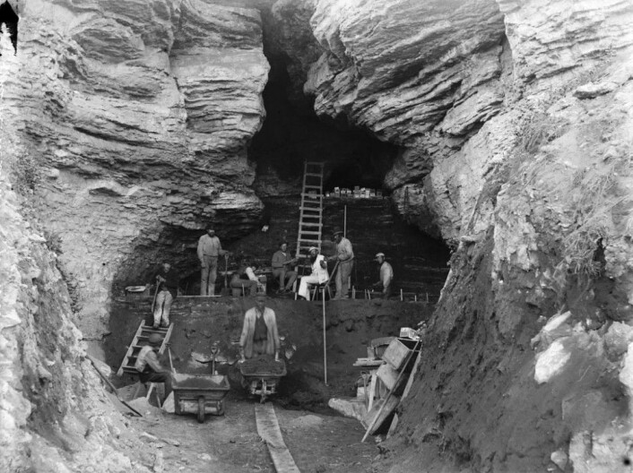 Disse mennene gravde fram skjeletter fra steinalderen på Stora Karlsö på slutten av 1800-tallet. Lite visste de om hva knoklene skulle avsløre over hundre år senere. (Foto: Hjalmar Stolpe, Antiquarian Topographical Archives (ATA), Stockholm) Disse mennene gravde fram skjeletter fra steinalderen på Stora Karlsö på slutten av 1800-tallet. Lite visste de om hva knoklene skulle avsløre over hundre år senere. (Foto: Hjalmar Stolpe, Antiquarian Topographical Archives (ATA), Stockholm)