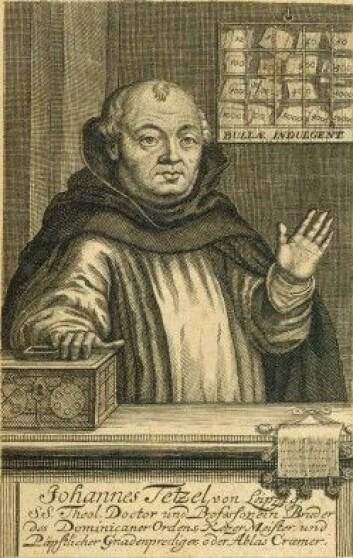 Den katolske avlatsselgeren Johann Tetzel er blitt stående som symbolet på alt det Martin Luther og tilhengerne hans var imot. Han er mye av årsaken til de 95 tesene Luther skrev mot avlatshandelen – og kan sånn sies å ha vært med på å skape protestantisme. Stakkars Tezel gikk det ikke bra med. I takt med Luthers voksende popularitet, ble han avskydd av stadig flere. Det gikk så langt at Luther måtte trøste dominikanermunken. Den katolske avlatsselgeren Johann Tetzel er blitt stående som symbolet på alt det Martin Luther og tilhengerne hans var imot. Han er mye av årsaken til de 95 tesene Luther skrev mot avlatshandelen – og kan sånn sies å ha vært med på å skape protestantisme. Stakkars Tezel gikk det ikke bra med. I takt med Luthers voksende popularitet, ble han avskydd av stadig flere. Det gikk så langt at Luther måtte trøste dominikanermunken.