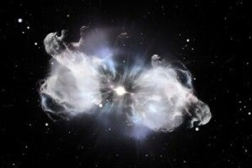 Kollisjonen mellom to nøytronstjerner er en voldsom affære. Så voldsom at gravitasjonsbølgene kan måles her på jorden, selv om vi befinner oss 140 millioner lysår unna. (Illustrasjon: Jurik Peter / Shutterstock / NTB scanpix) Kollisjonen mellom to nøytronstjerner er en voldsom affære. Så voldsom at gravitasjonsbølgene kan måles her på jorden, selv om vi befinner oss 140 millioner lysår unna. (Illustrasjon: Jurik Peter / Shutterstock / NTB scanpix)