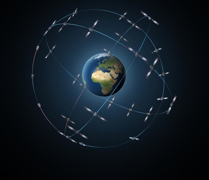 Når det nye europeiske navigasjonssystemet Galileo er ferdig, vil det telle 30 satellitter. (Foto: ESA / P. Carril) Når det nye europeiske navigasjonssystemet Galileo er ferdig, vil det telle 30 satellitter. (Foto: ESA / P. Carril)
