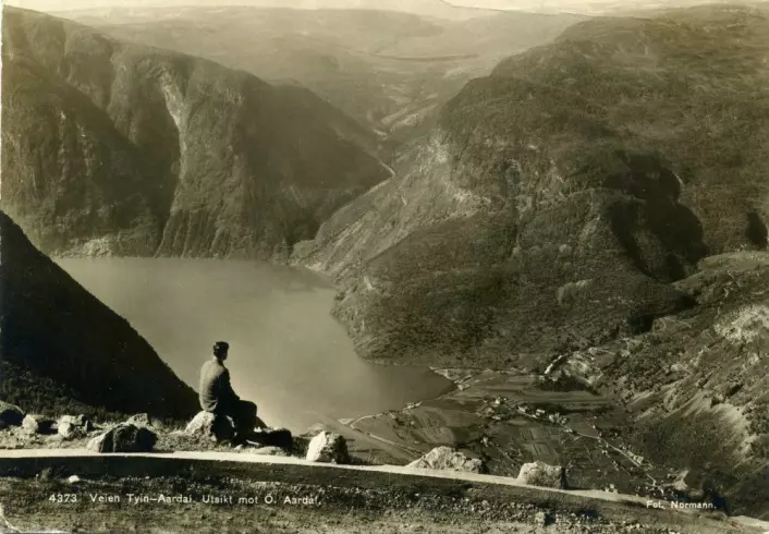 Slik så bygda Øvre Årdal ut før industrireisingen. Bildet er fra et gammelt postkort.