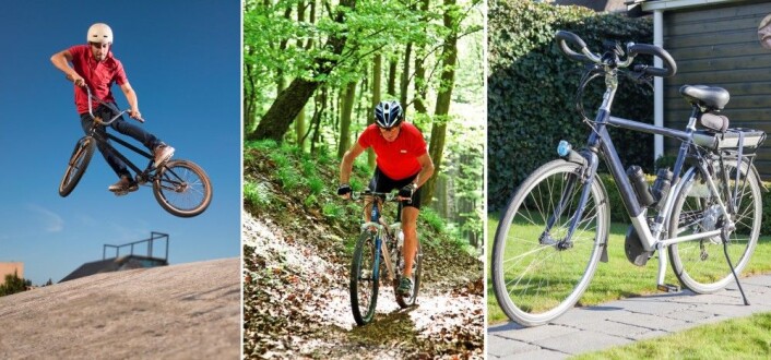 De siste skuddene på sykkelens evolusjonære tre: BMX-, terreng- og el-sykkel. (Foto: Colourbox) De siste skuddene på sykkelens evolusjonære tre: BMX-, terreng- og el-sykkel. (Foto: Colourbox)