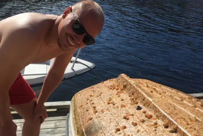 Sjøpungene sammen med artikkelforfatteren. (Foto: privat) Sjøpungene sammen med artikkelforfatteren. (Foto: privat)