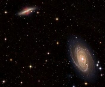 Det er ikke helt utenkelig at galaktiske vinder overfører gass mellom galaksene M82 (øverst) og M81. (Foto: Fred Herrmann) Det er ikke helt utenkelig at galaktiske vinder overfører gass mellom galaksene M82 (øverst) og M81. (Foto: Fred Herrmann)