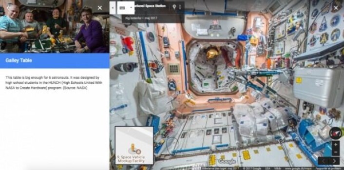 Det kan sitte seks astronauter rundt bordet. Der kan du også se ketchup, chilisaus og sennep. (Foto: Screenshot/Google) Det kan sitte seks astronauter rundt bordet. Der kan du også se ketchup, chilisaus og sennep. (Foto: Screenshot/Google)