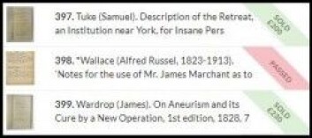 Meldte pass. Ingen ville bla opp nok penger for notatene til Alfred Russel Wallace. (Skjermdump: The Saleroom) Meldte pass. Ingen ville bla opp nok penger for notatene til Alfred Russel Wallace. (Skjermdump: The Saleroom)