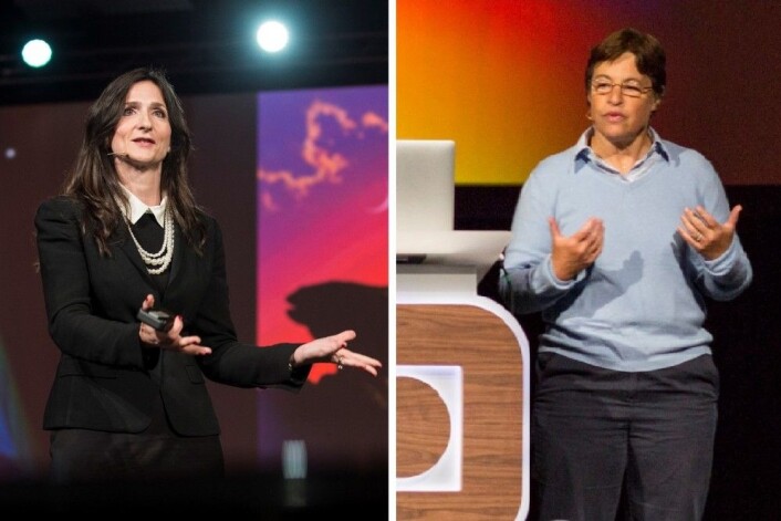 Sara Seager (til venstre) er professor ved Massachusetts Institute of Technology (MIT). Lynn Rothschild er astrobiolog hos Nasa. Begge holdt foredrag på Starmus-festivalen i Trondheim. (Foto: Max Alexander, Starmus og Trond Sverre Kristiansen, NTNU) Sara Seager (til venstre) er professor ved Massachusetts Institute of Technology (MIT). Lynn Rothschild er astrobiolog hos Nasa. Begge holdt foredrag på Starmus-festivalen i Trondheim. (Foto: Max Alexander, Starmus og Trond Sverre Kristiansen, NTNU)